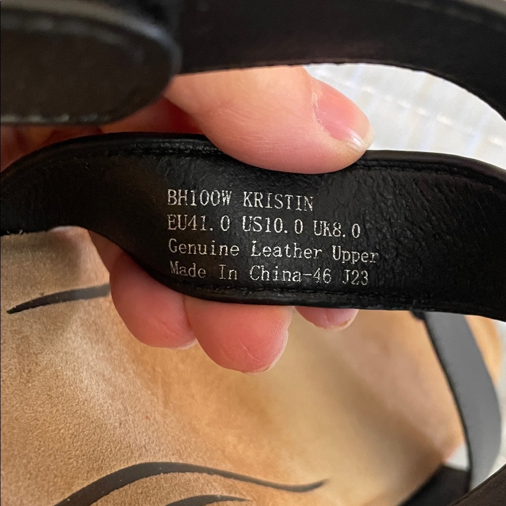 Aetrex Black Leather Low Block Heel Sandals - Picture 5 of 8